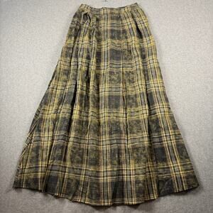 Promesa Black and Yellow Plaid Maxi Skirt